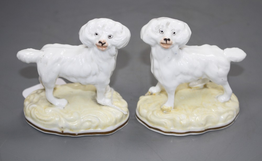 A pair of Samuel Alcock standing figures of poodles, c.1840-50, L. 8.3cm